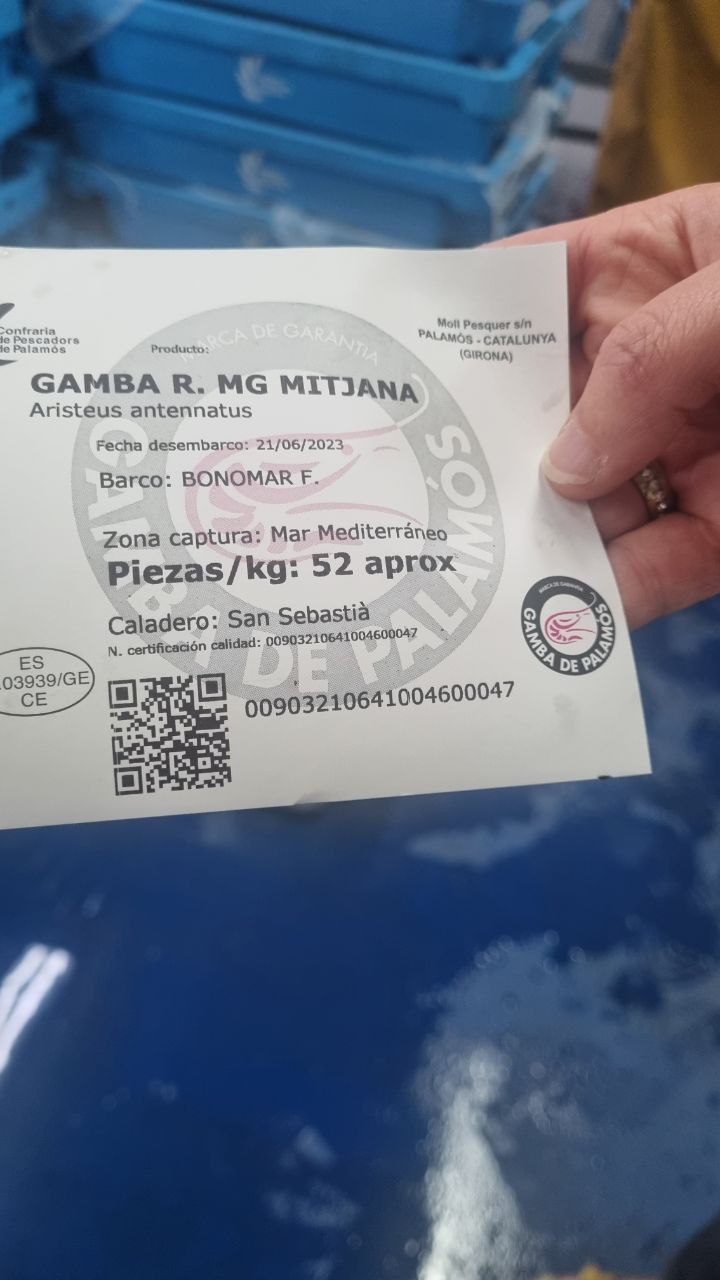 Marca de garantía de la gamba de Palamós.
